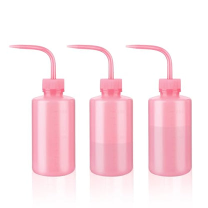 Wash Bottles - 3pcs Pink Squeeze Bottles 8oz tattoo bottles 250ml Narrow Mouth Squirt Bottles with Scale Labels Spray Bottles for Tattoo Medical Lab Succulent Watering Lash Extension Supplies - size: 3pcs 250ml pink