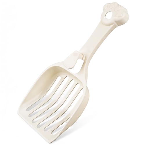 Depets Cat Litter Scoop, Litter Scoop with Wide Slats, Kitty Litter Scooper for Pine Pellets, Durable Plastic Litter Sifter Scoop - Designed for Easy Sifting, Milky White | Litter Scoop with Wide Slats, Durable Plastic Litter Sifter Scoop - Designed for E