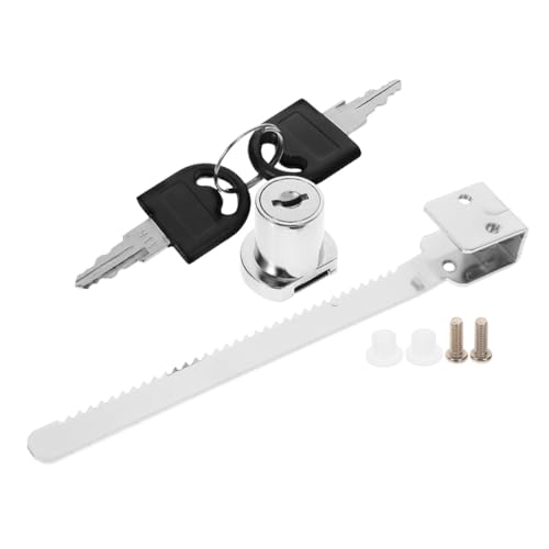 Sliding Glass Door Ratchet Lock with Key for Cabinet Doors, Chrome Finish Security Lock Kit with 2 Keys and Accessories, Suitable for Sliding Glass Display Cabinets and Terrariums