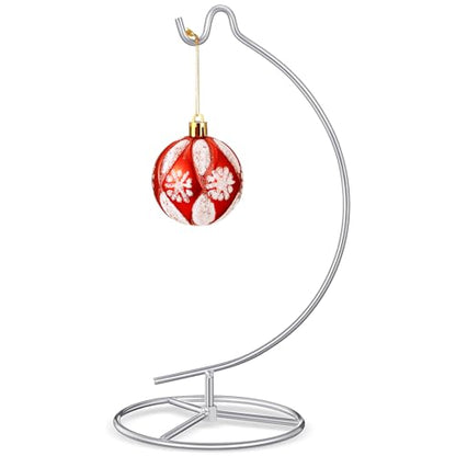 Ornament Display Stand Metal Hanger Christmas Home Office,Silver | Ornament Holder for Glass Ball Air Plant Terrarium, Round Base Stand, Wedding Centerpiece Display, 10.43 Inch Height - color: Silver