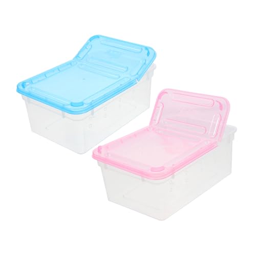2Pcs Transparent Reptile Feeding Box Lightweight Habitat for and Lizards Breathable Design with Ventilation for Pet Hatching and Outdoor Use
