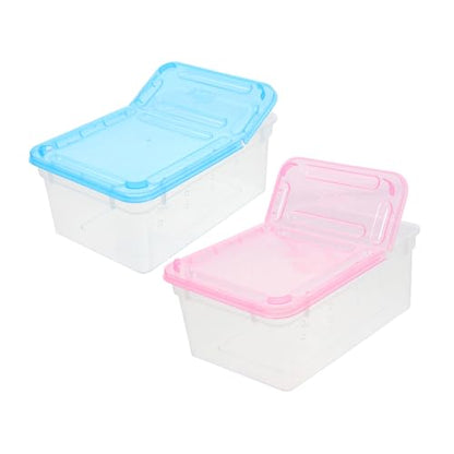 2Pcs Transparent Reptile Feeding Box Lightweight Habitat for and Lizards Breathable Design with Ventilation for Pet Hatching and Outdoor Use