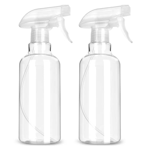 LANBEAUTIFY Plastic Spray Bottles - Empty Spray Bottles for Cleaning,16.9oz/2Pack,Mist/Stream Spray Bottle for Plants, Pet, Hair - (Clear, 16.9oz)