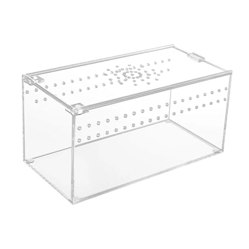 Reptile Terrarium Breeding Box Ventilated Container Enclosure for Lizards Terrapin Crayfish Snake- 20.3cmx10.2cmx10.2cm