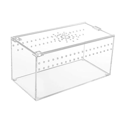 Reptile Terrarium Breeding Box Ventilated Container Enclosure for Lizards Terrapin Crayfish Snake- 20.3cmx10.2cmx10.2cm