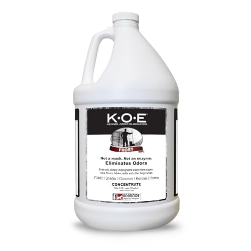 Odorcide K.O.E Kennel Odor Eliminator Concentrate – For Cages, Runs & More – For Home & Kennel w/Safe, Non-Enzymatic Formula - Frost Scent -128 oz - size: 128 Fl Oz (Pack of 1)