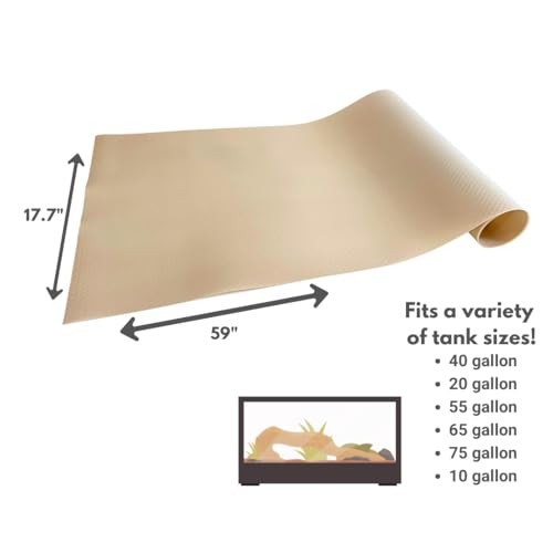 Reptile Tank Liner, 17.7" x 59", Bearded Dragon Gecko, Beige | Easily cut to fit 40 gallon tank, 20 gallon and more, Waterproof, Stain-Resistant, Terrarium Mat Substrate Carpet Bedding - color: Beige