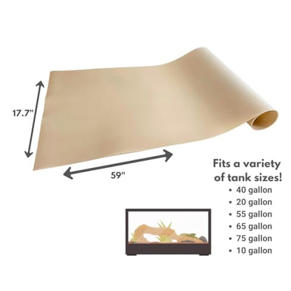 Reptile Tank Liner, 17.7" x 59", Bearded Dragon Gecko, Beige | Easily cut to fit 40 gallon tank, 20 gallon and more, Waterproof, Stain-Resistant, Terrarium Mat Substrate Carpet Bedding - color: Beige