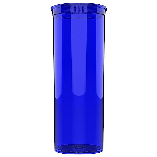 60 Dram CR Plastic Packaging Pop Top Containers - Child Resistant Travel Holder Vial Bottles - 75 qty (Translucent Blue) - color: Translucent Blue