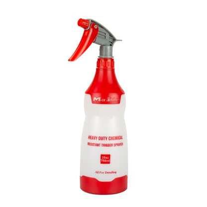 Maxshine 25oz Universal Red with Red & Grey Trigger Heavy Duty Spray Bottle – Chemical-Resistant Detailing Sprayer with Adjustable Nozzle & Ergonomic Trigger for Car Cleaning, Garage, Home - color: Red