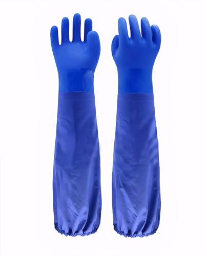 LIICHAAO 25 inch elastic cuff Long waterproof fishing gloves,Cleaning Poison ivy gloves,Aquarium pool,Long elbow Resistant Abrasion (XL -25 inch elastic cuff)