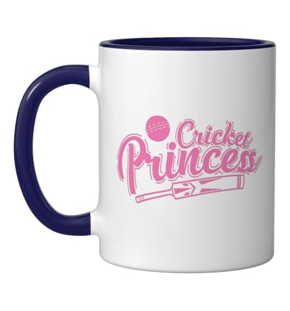 Cricket Princess Ball Sport Hobby Team Ceramic Mug, Dark Blue/White, 11oz - color: Dark Blue/White, size: 11 Ounces
