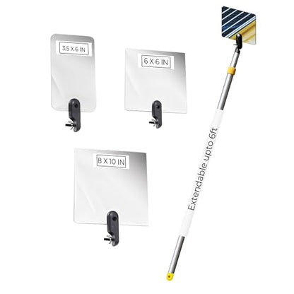 Inspection Mirror Telescoping Pole, Lightweight & Durable, 3 ft - 6 ft Pole, 3 Size Acrylic Mirror - size: 3 Size Acrylic Mirror, style: 3 ft - 6 ft Pole
