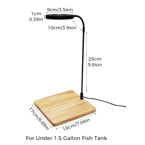 LED Aquarium Light for Under 1.5 Gallon Fish Tank 10W Full Spectrum | 360 Degree Small Aquarium Light LED Light with Bamboo Board Nano Fish Tank & Terrarium Light for Plant Growth USB Powered - size: 10w s / 6.69x7.28inch