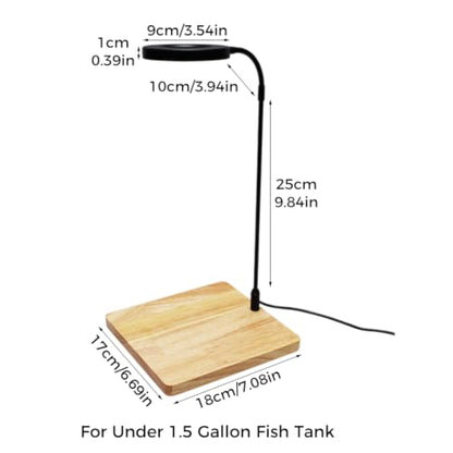LED Aquarium Light for Under 1.5 Gallon Fish Tank 10W Full Spectrum | 360 Degree Small Aquarium Light LED Light with Bamboo Board Nano Fish Tank & Terrarium Light for Plant Growth USB Powered - size: 10w s / 6.69x7.28inch