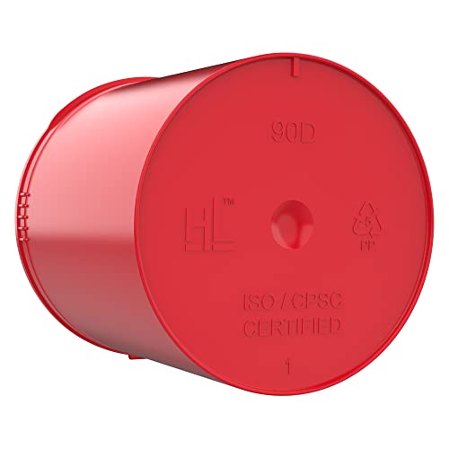 90 Dram CR Plastic Packaging Pop Top Containers - Child Resistant Travel Holder Vial Bottles - 60 qty (Red) - color: Red