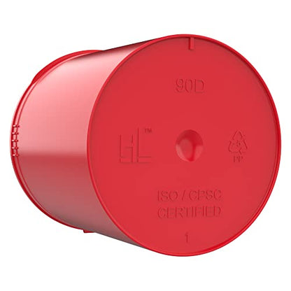 90 Dram CR Plastic Packaging Pop Top Containers - Child Resistant Travel Holder Vial Bottles - 60 qty (Red) - color: Red