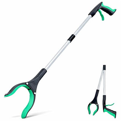 Grabber Reacher Tool - 32” Extra Long Foldable Gripper and Reaching Tool - Heavy Duty Pick Up Stick Grabbers for Seniors, Trash, Surgery Recovery Must Haves Gifts (Green) - color: Green