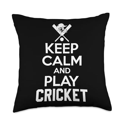 Keep Calm And Play Cricket Throw Pillow - size: 18x18