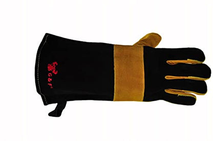 G & F Products Premium Leather BBQ Gloves, Suede Palm, 14.5-In, 1 Size - style: Suede Finish Overall