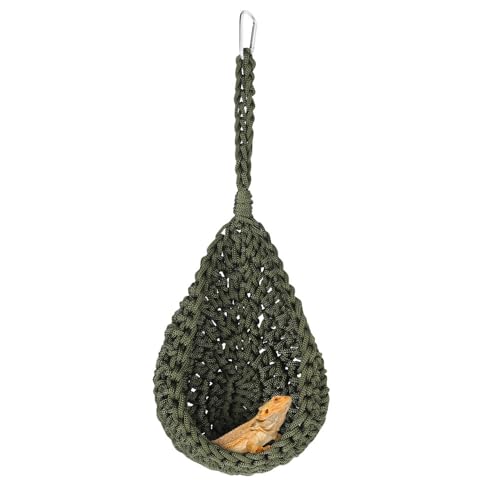 MiOYOOW Bearded Dragon Hammock, Swing Hanging Reptile Bed, Reptile Tank Accessories for Small Animals Amphibian, Lizards, Geckos, Snakes - color: green