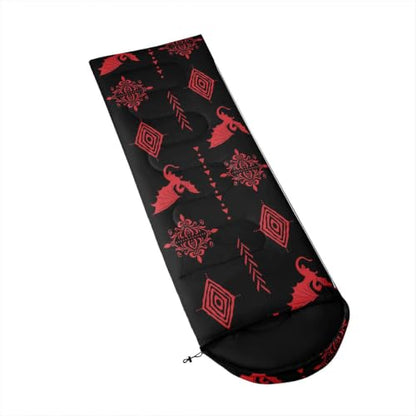 Erosebridal Sugar Skull Sleeping Bag for Kids Southwestern Aztec Western Camping Blanket for Hiking Travel Hunting Sleep Bag - color: Black Red 3