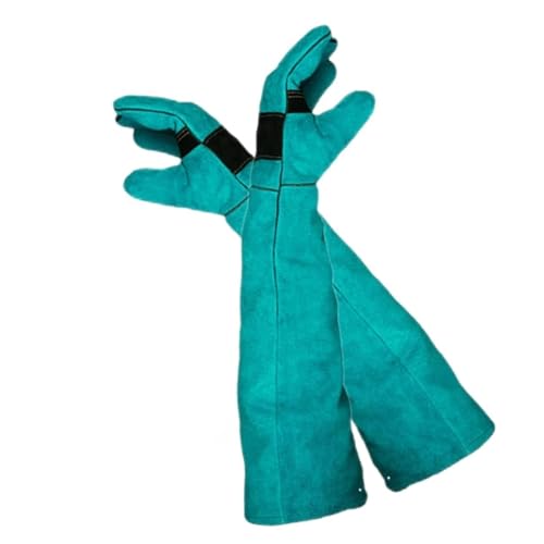 Protective leather anti-bite animal handling gloves for dogs, cats and reptiles, long scratch-resistant design - size: 45cm-verde