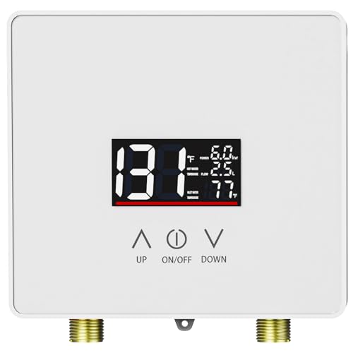 Tankless Water Heater Electric, 240V 6000W Under Sink Instant Hot Water Heater with Digital Display & Touch Screen, On-Demand Point-of-Use for Kitchen Bathroom Laundry RV - Energy Saving - color: White