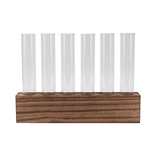 Pssopp Plant Propagation Station Glass Test Tube Plant Terrarium with Wooden Stand for Home Decor Office Living Room Garden (6 Tubes) - size: 6 Tubes