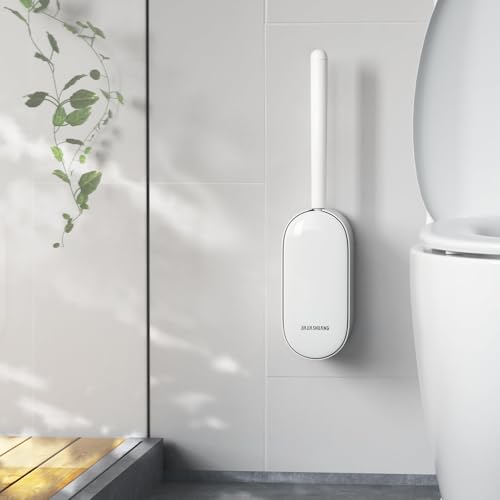 Toilet Bowl Brush and Holder, OSCIOSS Toilet Brush Set with Ergonomic Design, Compact Size, Durable Bristles, RV Toilet Brushes & Holders for Dead Corner Clean (White, 1pack) - color: White, size: 1 Pack