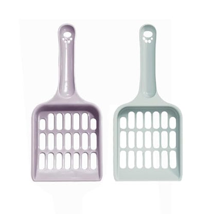 2 Pcs Cat Litter Scoop, Strong Cat Poop Scoop, Plastic Cat Litter Tray Scoop, Poop Scoop Cat Litter, Pooper Scooper Cat Handy Sand Sifter Poop Sieve Cleaning Tool Cat Scoop Set, (Blue and Purple)