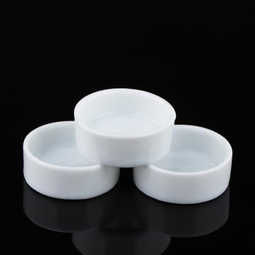 6 Pack Tarantula Ceramic Feeding Bowl Hermit Crab Water Bowl Spider Snail Insect Micro Food Dish (White, 1.25" D, 0.51" H)