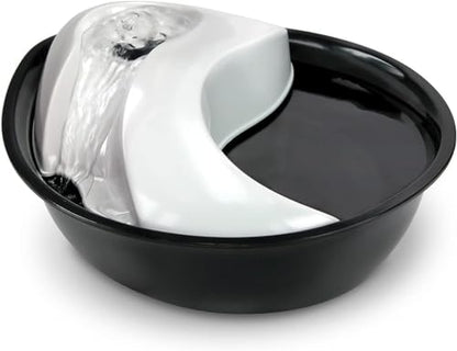 Pioneer Pet Raindrop Fountain, Pet Drinking Fountains (60 oz., Plastic -Black & White) - color: Plastic (Black & White)