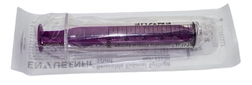 Envue ENFit 10mL Reusable O-Ring bFed Syringe for Tube Feeding, 25-Pack, Purple Plunger