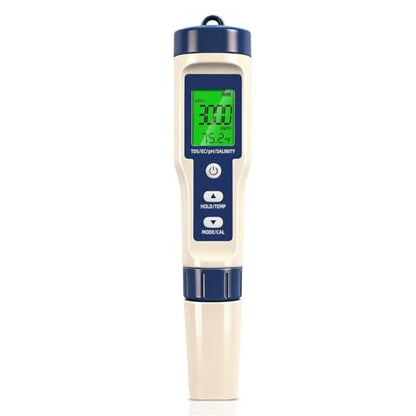 Pool Salt Tester & PH Meter - 5-in-1 Digital TDS Meter for Salinity PH Temp and EC, 0.01 High Accuracy, Swimming Pool, Hydroponics, Aquarium, Hot Tub, PPM Meter for Pool, Drinking Water, Wine