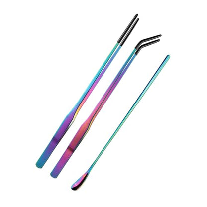 Reptiles Feeding Tongs Clamp Long Nonslip Coated Stainless Steel for Safe Pet Food Handling Pet Feeding Spoon - color: Feeding spoon color titanium