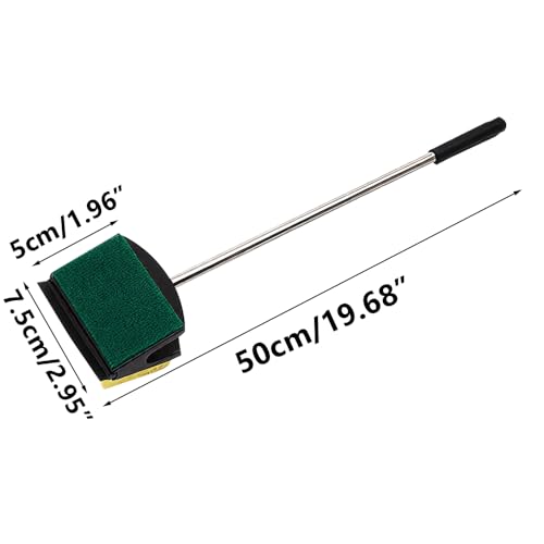 MiOYOOW Fish Tank Algae Scraper, Double Sided Aquarium Cleaning Tool with Long Handle, Reusable Water Tank Scrubber for Glass Acrylic Plastic Tanks - color: 50*7.5cm/19.68*2.95"