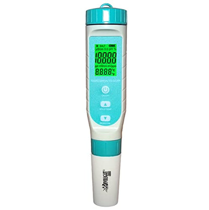 7 in 1 Water Quality Tester Pen Meter for Pools, Drinking Water Aquariums hydroponic Cooking Tester Measure Water by 7 parameters: PH/TDS/EC/ORP/S.G/Water Salinity/Temp - style: 7 in 1 PH/TDS/EC/ORP/S.G/Water Salinity/Temp