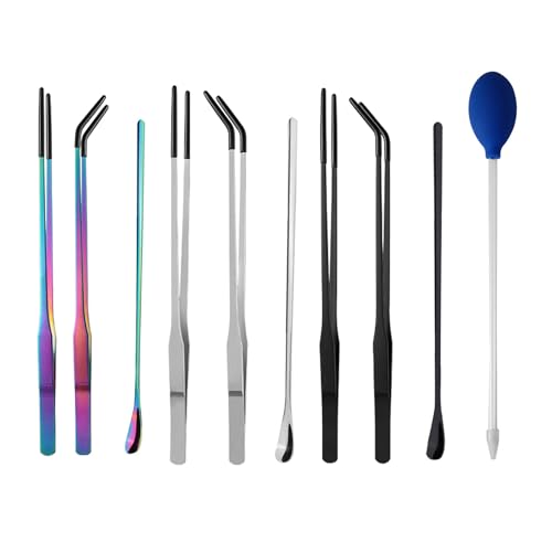 Reptiles Feeding Tongs Clamp Long Nonslip Coated Stainless Steel for Safe Pet Food Handling Pet Feeding Spoon - color: Feeding spoon color titanium