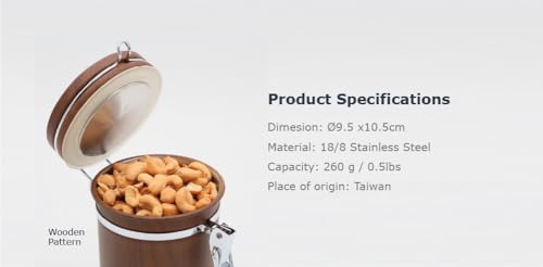 PRINCE G Airtight Coffee Canister, Light-Blocking Stainless Steel Coffee Storage Container with Scoop, 260g Coffee Bean Storage Jar, Bronze - color: Bronze