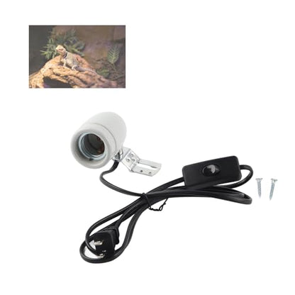 KUIDAMOS 300W E27 Reptile Lamp Stand Reptile Heating Lamp Light Holder 300 watt Heat lamp Holder Lamp Not Included,360° Rotation Ceramic Heat Lamp Base with Reptiles & Amphibians