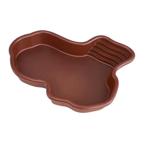 Reptile Bathing Pool Terrarium Bowl, 12.2 x 9.8 x 2 in PP Turtle Water Dish with Ramp for Tortoise, Bearded Dragon, Gecko