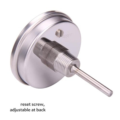 MEASUREMAN Fully Stainless Steel Pot, Kettle, Brewing Bimetal Thermometer, 3" Dial, 2-1/2" Stem, 0-250 deg F/-20-120 deg C, -1% Accuracy, Adjustable, 1/2" NPT Back Mount （2 Pack） - size: 0-250 deg F/-20-120 deg C, style: 2-1/2" Stem 2pc