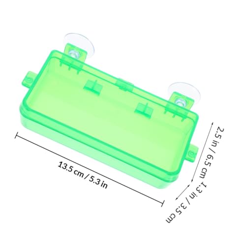 FRCOLOR Reptile Food Bowl and Water Dish with Suction Cups, Large Green Plastic Insect Feeder for Bearded Dragon, Gecko, Chameleon, and Lizard Tank Accessories