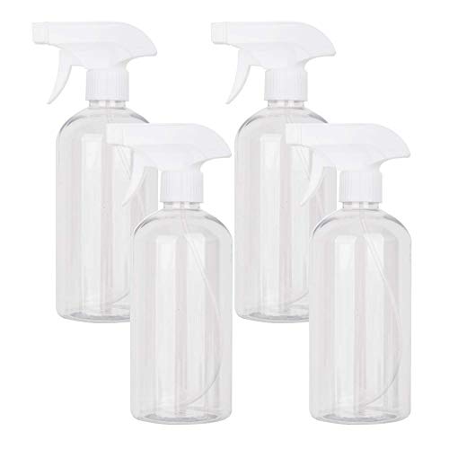 Plastic Spray Bottle, 17oz Refillable Versatility Sprayer, Clear, 4 Pack | Adjustable Mist & Stream Nozzle – For Water, Hair, Cleaning, Essential Oils, Plants, BBQ & DIY Spraying - color: Clear, size: 4 Pack/500ml