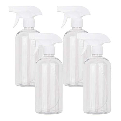 Plastic Spray Bottle, 17oz Refillable Versatility Sprayer, Clear, 4 Pack | Adjustable Mist & Stream Nozzle – For Water, Hair, Cleaning, Essential Oils, Plants, BBQ & DIY Spraying - color: Clear, size: 4 Pack/500ml