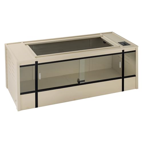 New Age Pet ECOFLEX 60" Wide X-Large Reptile Habitat, Mojave Lounge for Snakes, Tortoises & Lizards in Maple, Black & Grey, Easy Assembly, Sliding Glass Doors & Mesh Top - color: Tan, size: Extra Large