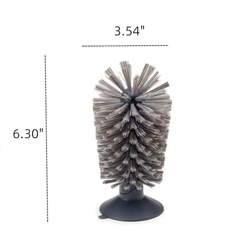 1PCS Glass Cleaning Brush with Suction Cup, Kitchen Bottle and Wine Cup Cleaner, Turtle Brush Turtle Tank Accessories, Grey - color: Gray, size: 1PCS
