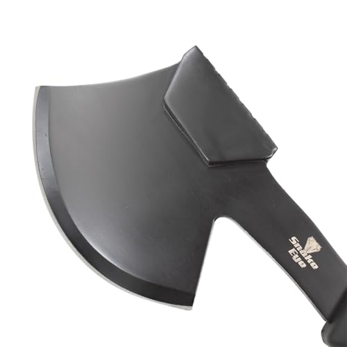 Snake Eye Tactical Heavy Duty 3PC Hunting & Camping Set – Full Tang Camping Axe, 9.5" Fixed Blade Gut Hook Knife, Sharpening Rod, and Heavy Duty Nylon Combo Sheath Included (Black) - color: Black