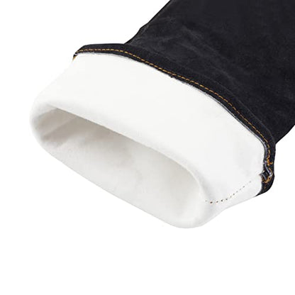 Animal Handling Gloves Bite Proof Reinforced Leather for Dog Training Cat Scratch Falcon Reptile Grabbing Snake - color: Black